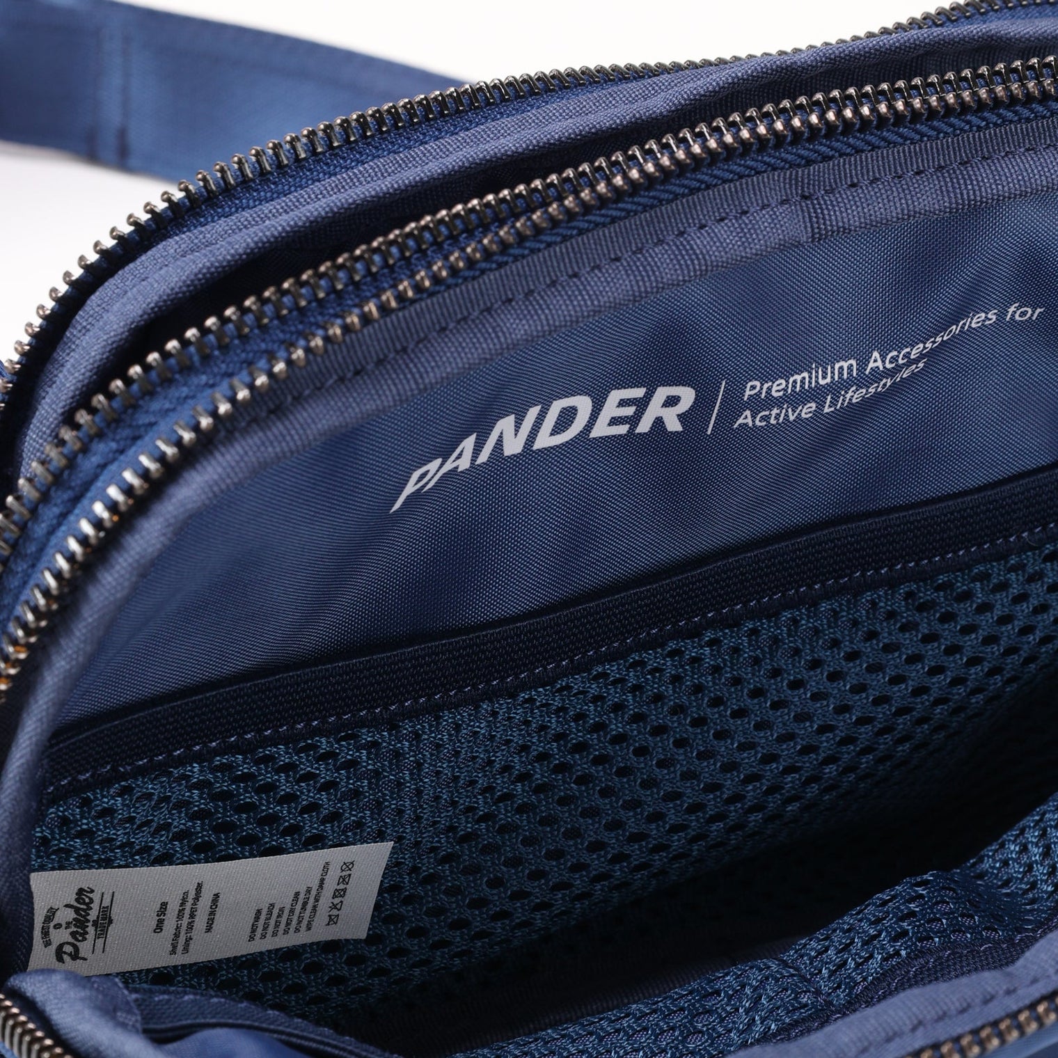Pander 5 zipper pocket 2L belt bag in Blue Perennial, product detail view 9