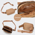 Pander 5 zipper pocket 2L belt bag in Caramel Burnt, product detail view 1