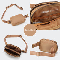 Pander 5 zipper pocket 2L belt bag in Caramel Burnt, product detail view 1