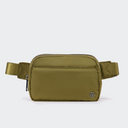 Pander 5 zipper pocket 2L belt bag in Dark Moss, front view with adjustable strap