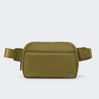 Pander 5 zipper pocket 2L belt bag in Dark Moss, front view with adjustable strap