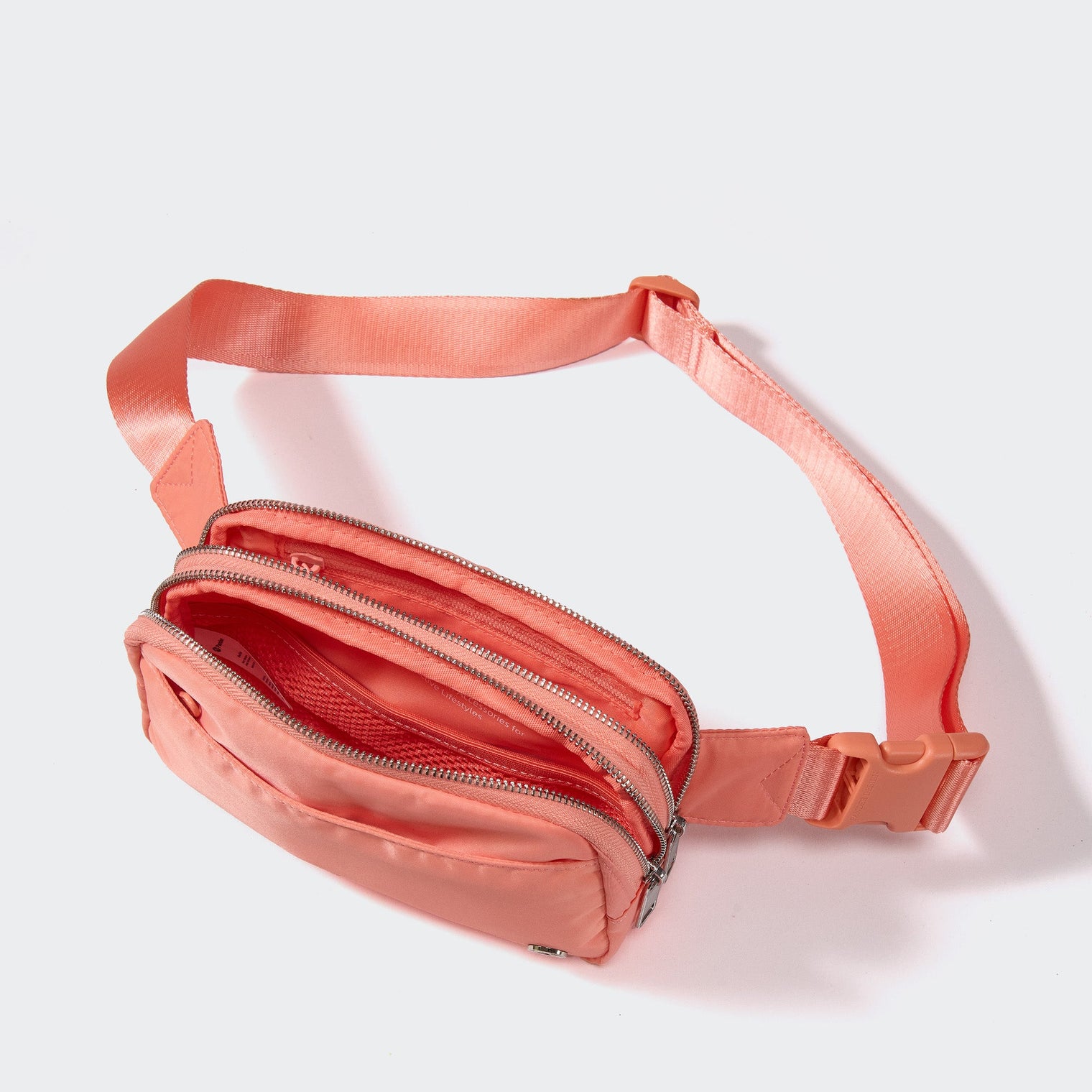 Pander 5 zipper pocket 2L belt bag in Dark Salmon, product detail view 6
