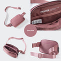 Pander 5 zipper pocket 2L belt bag in Dune Pink, product detail view 1