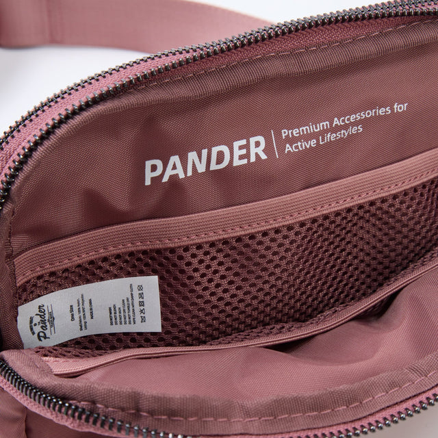 Pander 5 zipper pocket 2L belt bag in Dune Pink, product detail view 9