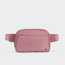 Pander 5 zipper pocket 2L belt bag in Dune Pink, front view with adjustable strap