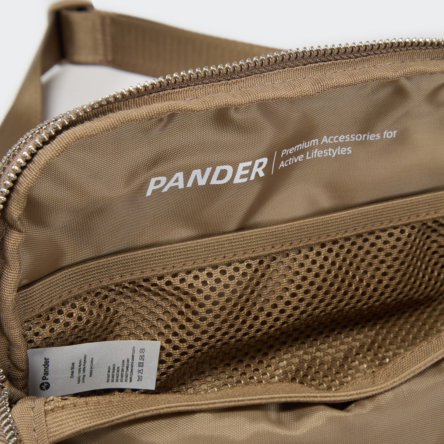 Pander 5 zipper pocket 2L belt bag in Gray Brown, product detail view 8