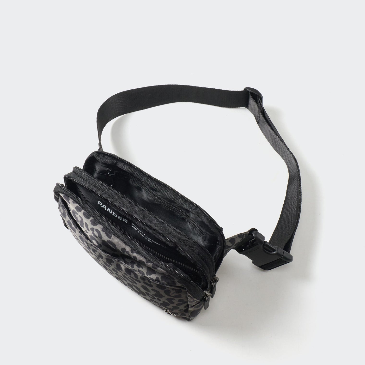 Pander 5 zipper pocket 2L belt bag in Grey Leopard, product detail view 7