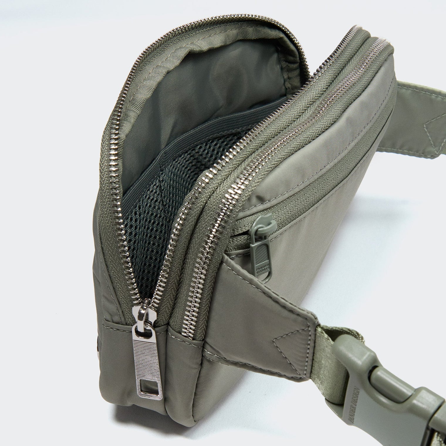 Pander 5 zipper pocket 2L belt bag in Grey Sage, product detail view 8