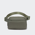 Pander 5 zipper pocket 2L belt bag in Grey Sage, front view with adjustable strap