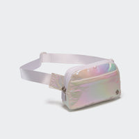Pander 5 zipper pocket 2L belt bag in Iridescent White, product detail view 1