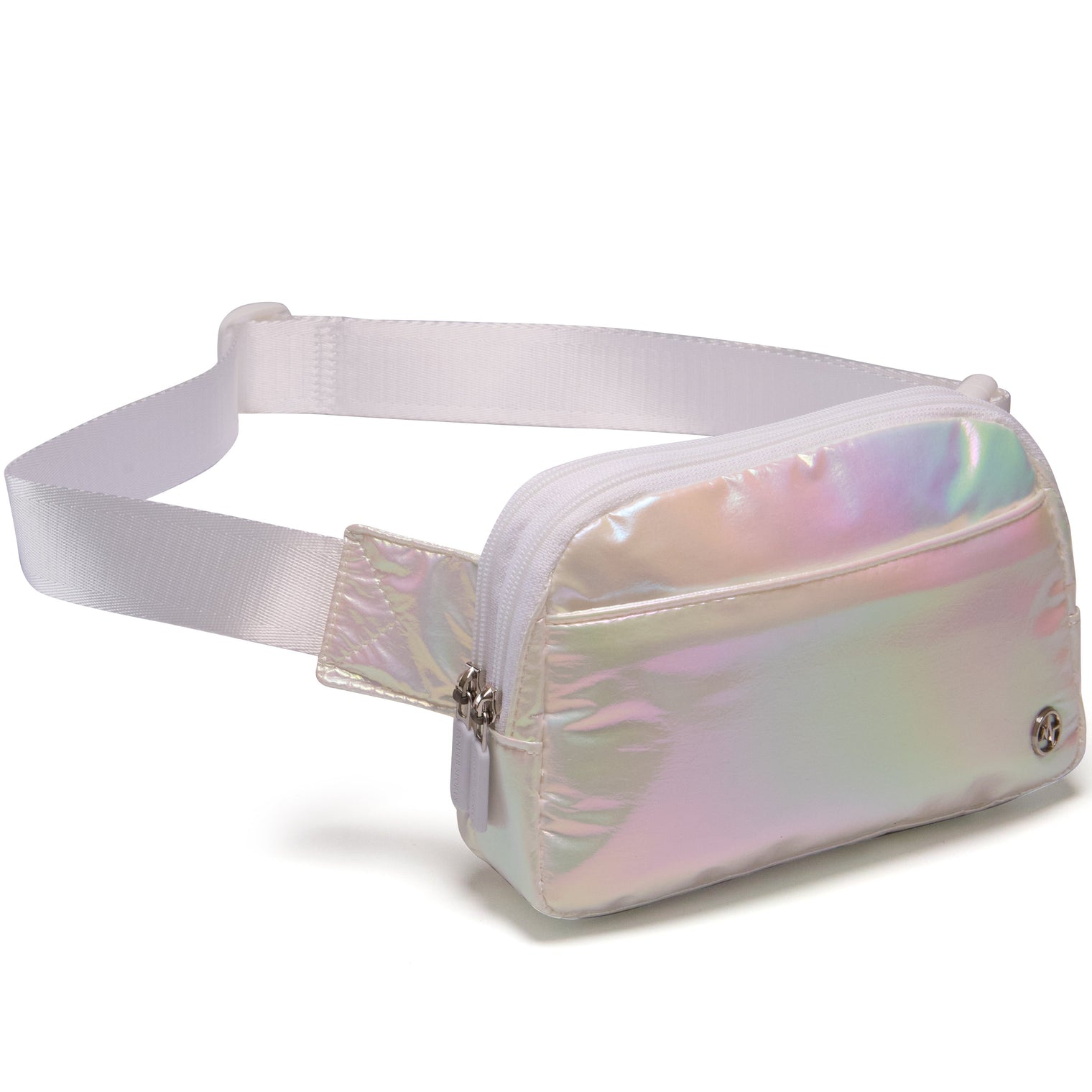 Pander 5 zipper pocket 2L belt bag in Iridescent White, product detail view 2
