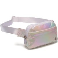 Pander 5 zipper pocket 2L belt bag in Iridescent White, product detail view 2
