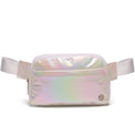 Pander 5 zipper pocket 2L belt bag in Iridescent White, product detail view 3