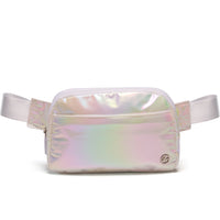 Pander 5 zipper pocket 2L belt bag in Iridescent White, product detail view 3
