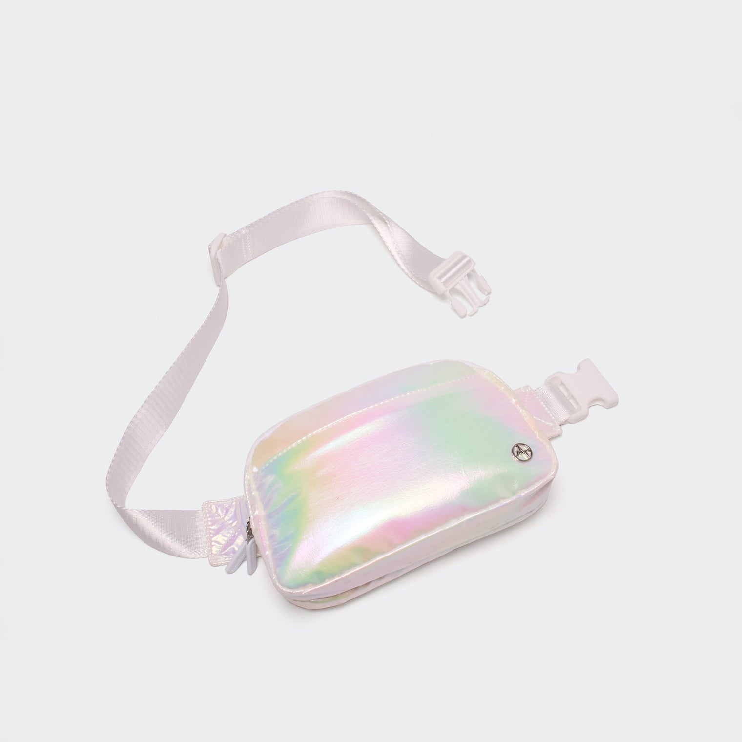 Pander 5 zipper pocket 2L belt bag in Iridescent White, product detail view 6