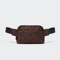 Pander 5 zipper pocket 2L belt bag in Midnight Leopard, front view with adjustable strap