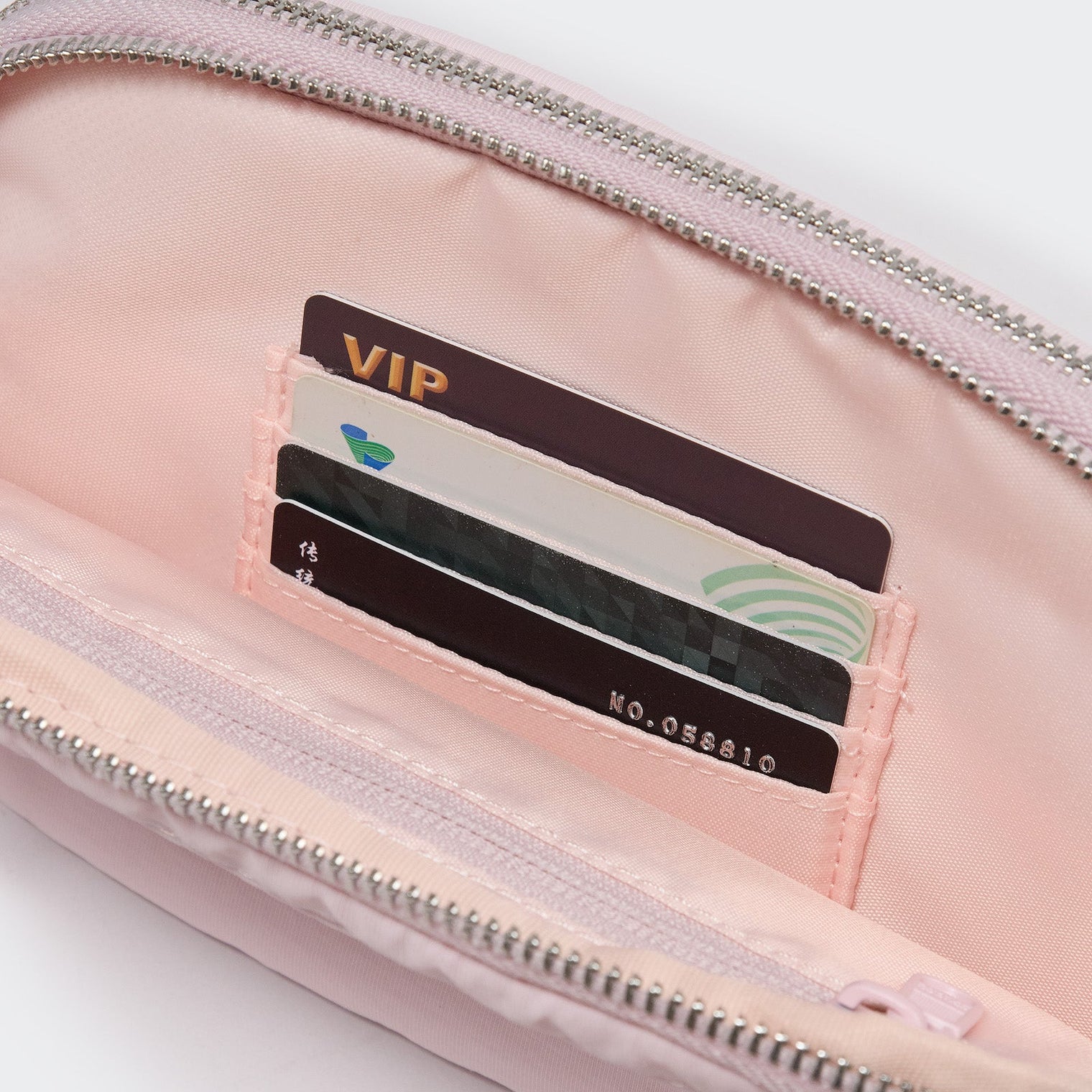 Pander 5 zipper pocket 2L belt bag in Pink, product detail view 10