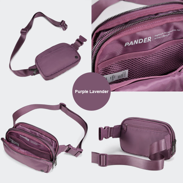 Pander 5 zipper pocket 2L belt bag in Purple Lavender, product detail view 4