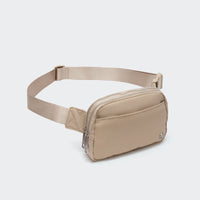 Pander 5 zipper pocket 2L belt bag in Raw Linen, product detail view 1