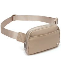 Pander 5 zipper pocket 2L belt bag in Raw Linen, product detail view 2
