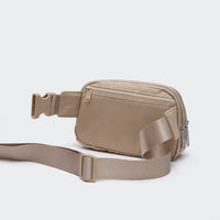 Pander 5 zipper pocket 2L belt bag in Raw Linen, product detail view 4