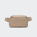 Pander 5 zipper pocket 2L belt bag in Raw Linen, front view with adjustable strap