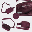 Pander 5 zipper pocket 2L belt bag in Red Merlot, product detail view 1