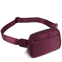 Pander 5 zipper pocket 2L belt bag in Red Merlot, product detail view 3