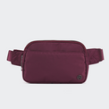 Pander 5 zipper pocket 2L belt bag in Red Merlot, front view with adjustable strap