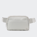 Pander 5 zipper pocket 2L belt bag in Seal Grey, front view with adjustable strap