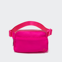 Pander 5 zipper pocket 2L belt bag in Sonic Pink, front view with adjustable strap