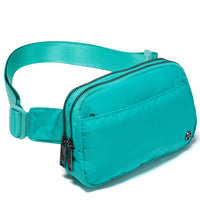 Pander 5 zipper pocket 2L belt bag in Teal Blue, product detail view 3