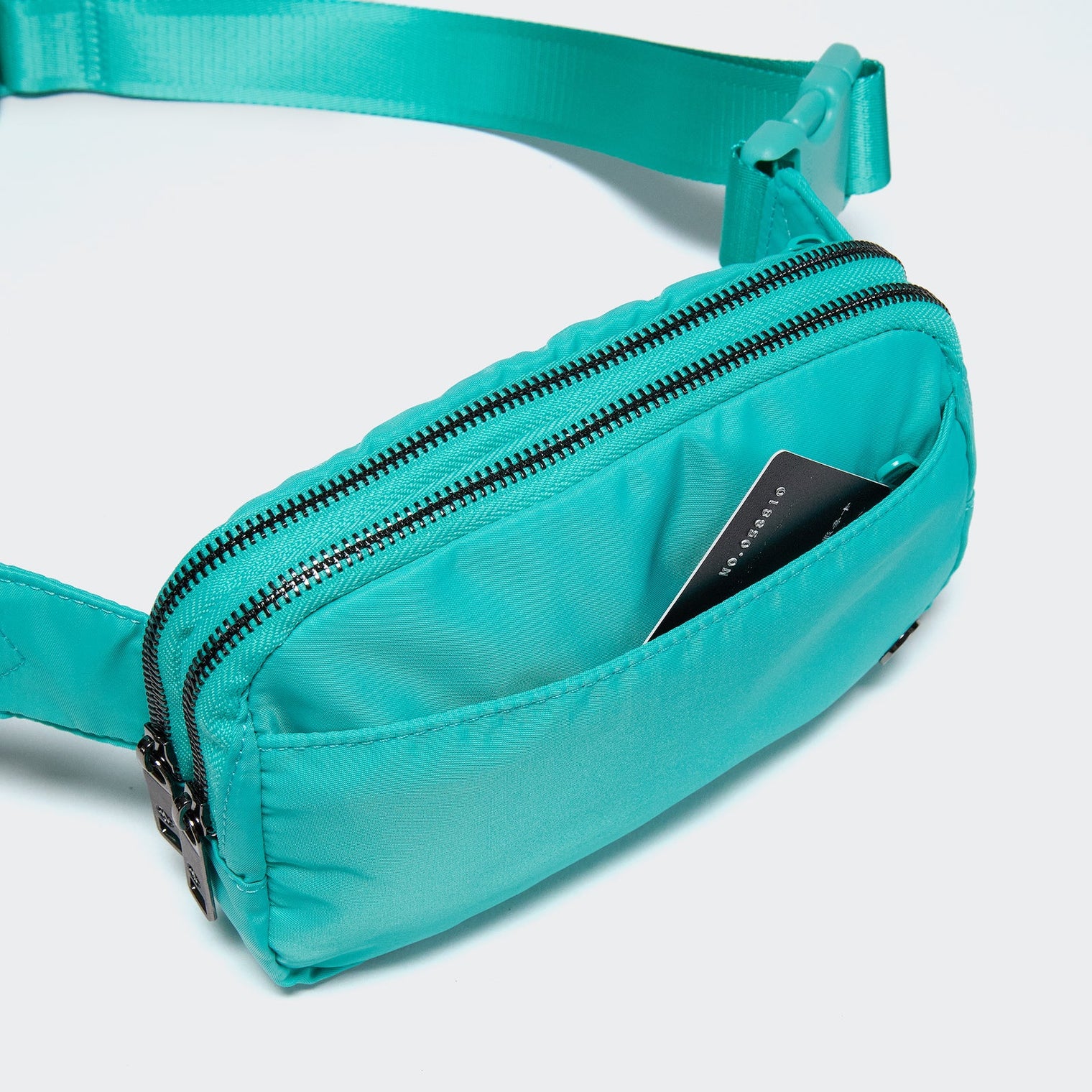 Pander 5 zipper pocket 2L belt bag in Teal Blue, product detail view 6