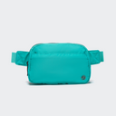 Pander 5 zipper pocket 2L belt bag in Teal Blue, front view with adjustable strap