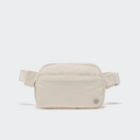 Pander 5 zipper pocket 2L belt bag in White Opal, front view with adjustable strap