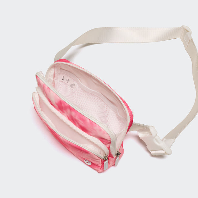 Pander 6-pocket crossbody belt bag in Cloud Pink interior