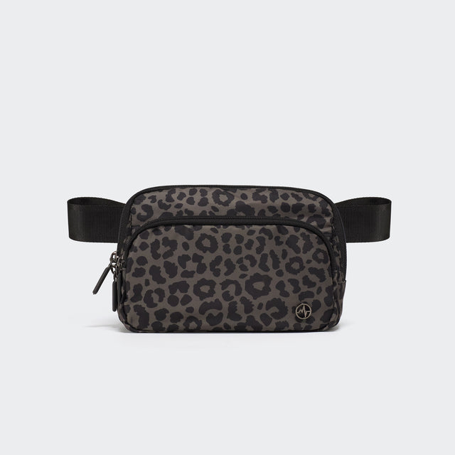 Pander 6-pocket crossbody belt bag in Grey Leopard