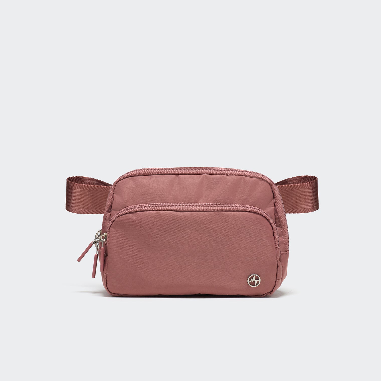 Pander 6-pocket crossbody belt bag in Mauve Pink front view