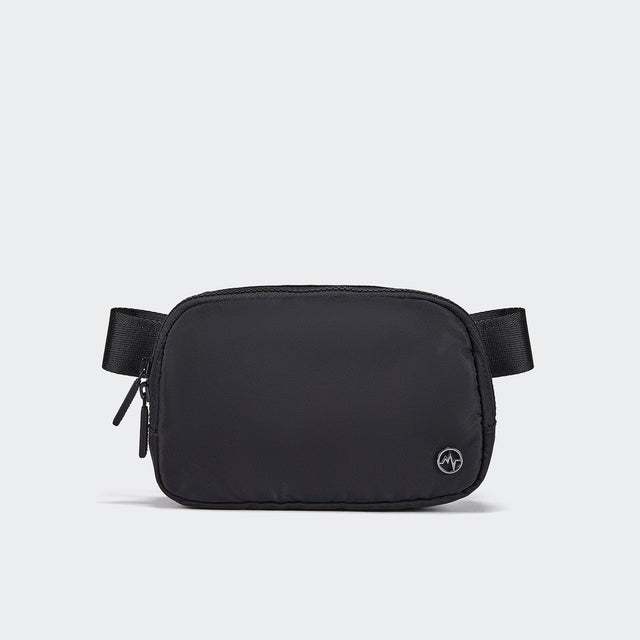 Pander 1L double zipper water-repellent nylon belt bag in Black, product view 1