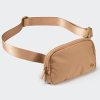 Pander 1L double zipper water-repellent nylon belt bag in Caramel Brown, product view 2