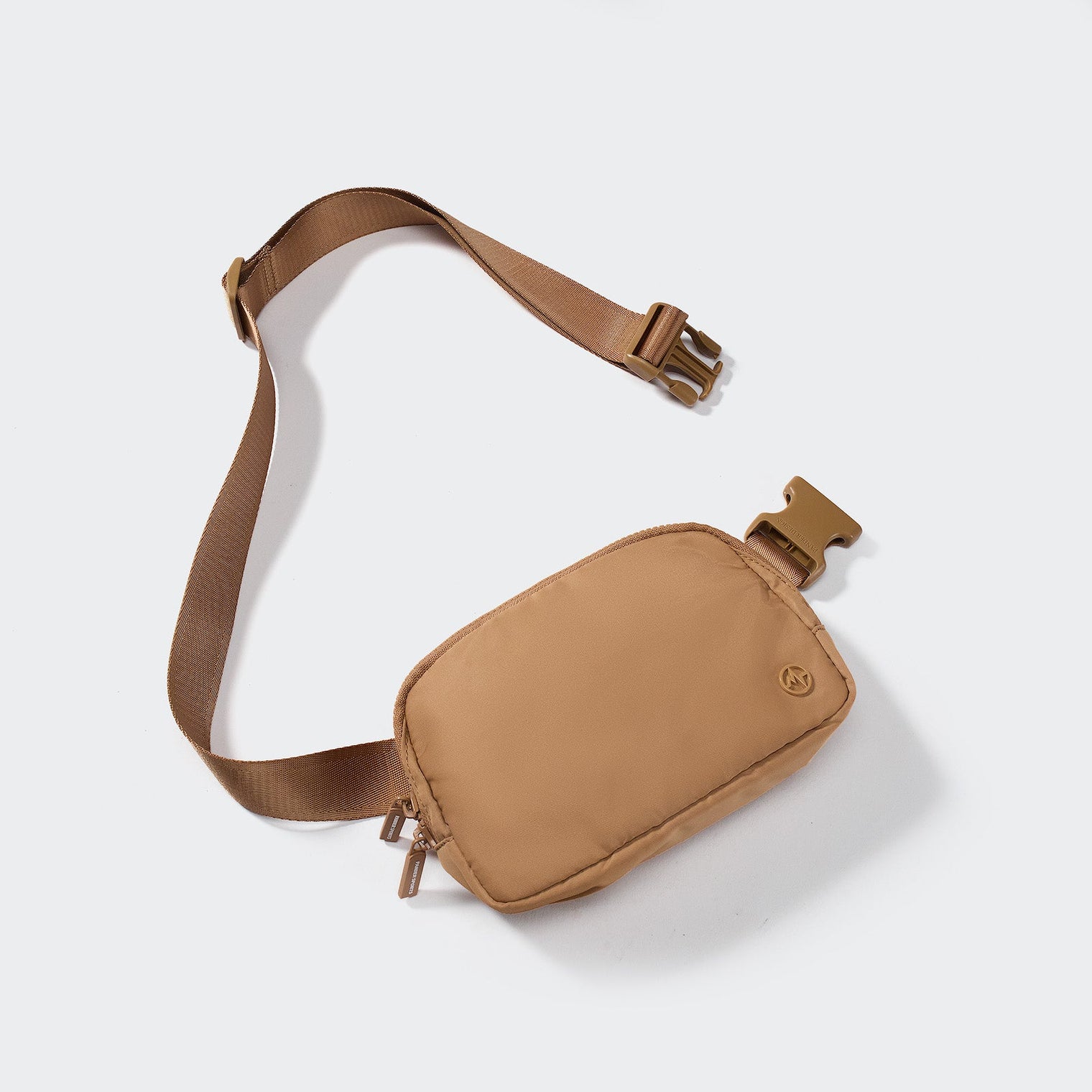 Pander 1L double zipper water-repellent nylon belt bag in Caramel Brown, product view 5
