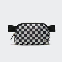 Pander 1L double zipper water-repellent nylon belt bag in Checkered Black, product view 1