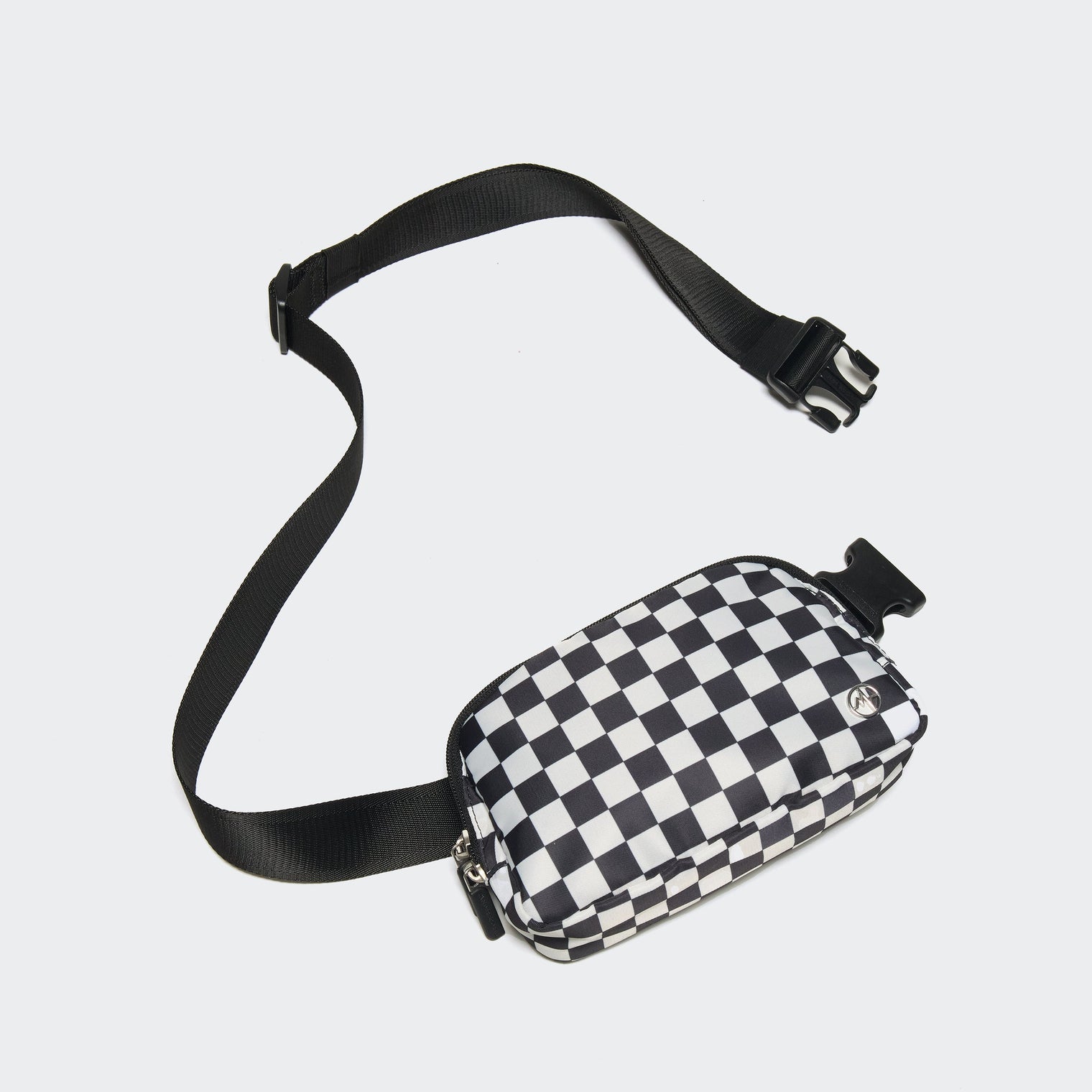 Pander 1L double zipper water-repellent nylon belt bag in Checkered Black, product view 5