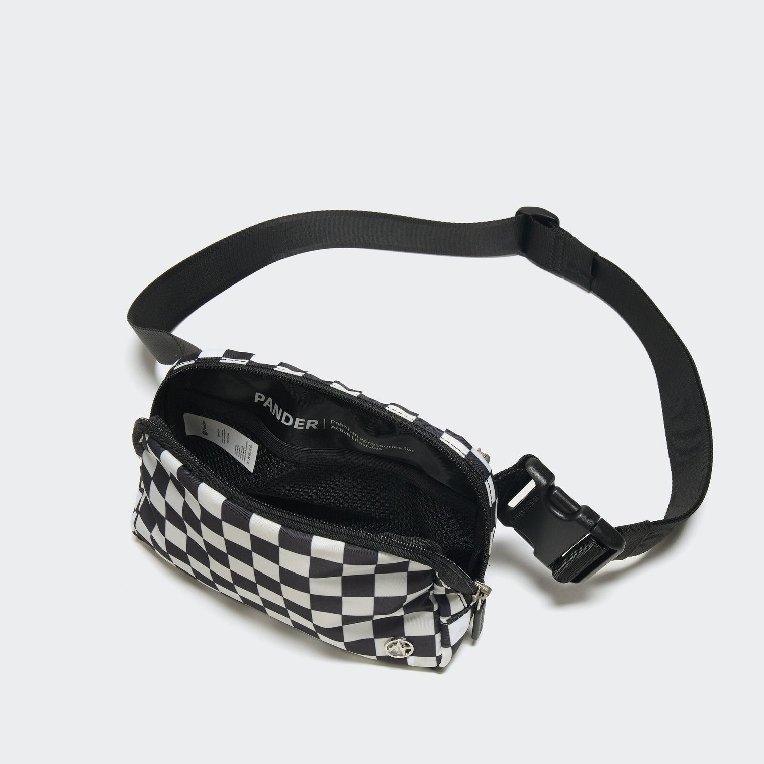 Pander 1L double zipper water-repellent nylon belt bag in Checkered Black, product view 6