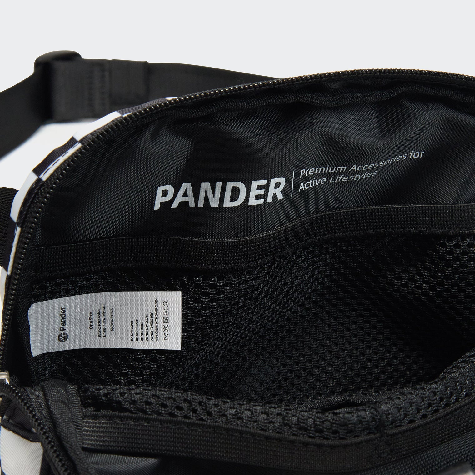Pander 1L double zipper water-repellent nylon belt bag in Checkered Black, product view 8