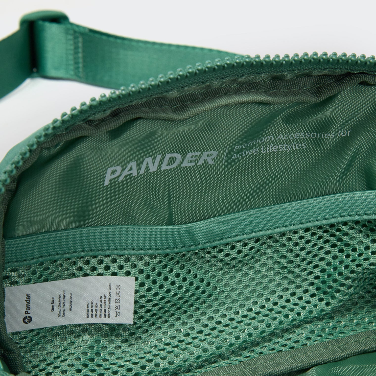 Pander 1L double zipper water-repellent nylon belt bag in Eucalyptus Green, product view 8