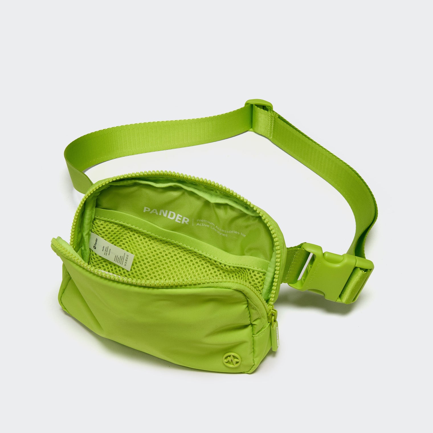 Pander 1L double zipper water-repellent nylon belt bag in Grape Green, product view 6