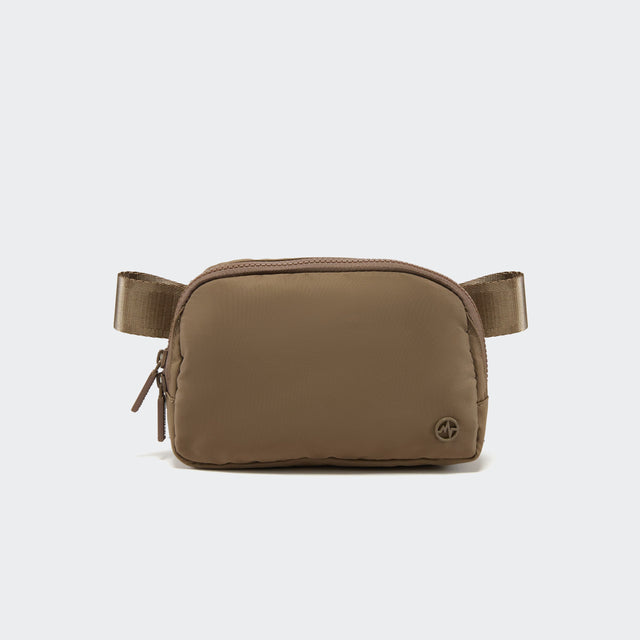 Pander 1L double zipper water-repellent nylon belt bag in Gray Brown, product view 1