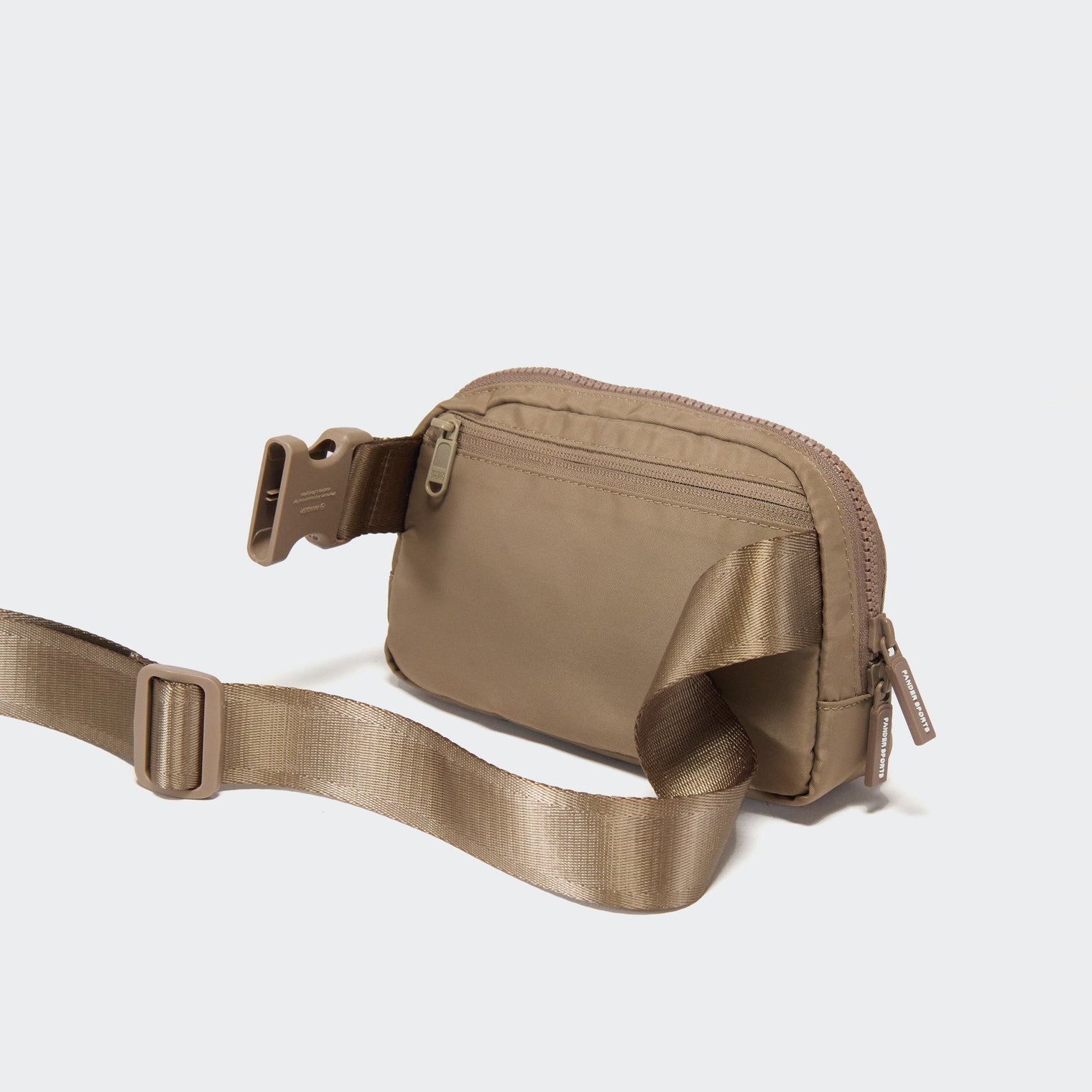 Pander 1L double zipper water-repellent nylon belt bag in Gray Brown, product view 4