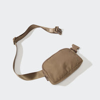 Pander 1L double zipper water-repellent nylon belt bag in Gray Brown, product view 5